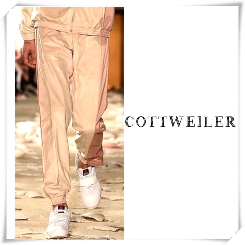COTTWEILER Faux Suede Runway Tracks Jogger Pants